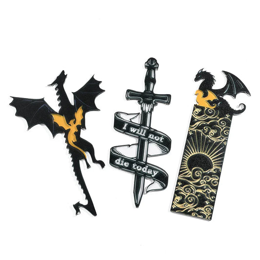 Gothic Black Dragon Sword Acrylic Bookmark – Cool Gift for Men, Teen Boys & Book Lovers