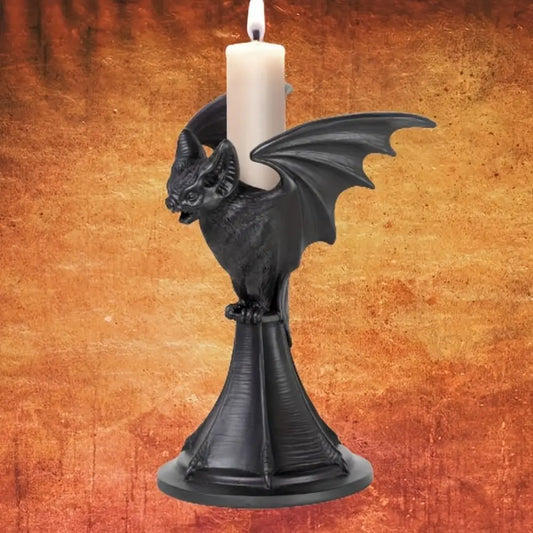 Handmade Resin Halloween Bat Candlesticks – Gothic Animal Sculpture Candle Holders